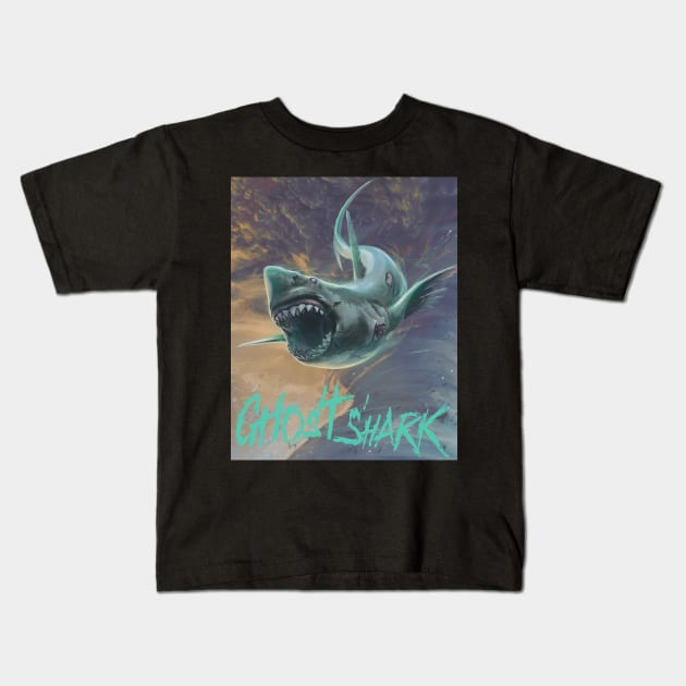 Ghost Shark Full Art Kids T-Shirt by scarypet
